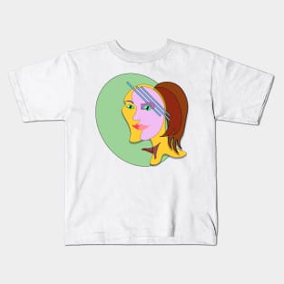 Behind the mask, cubism art style. Design. Kids T-Shirt